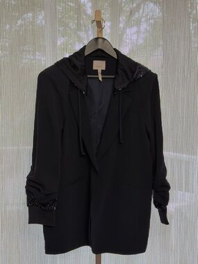 Cinq à Sept Khloe Sequin Hood Blazer | Navy | Women’s 14